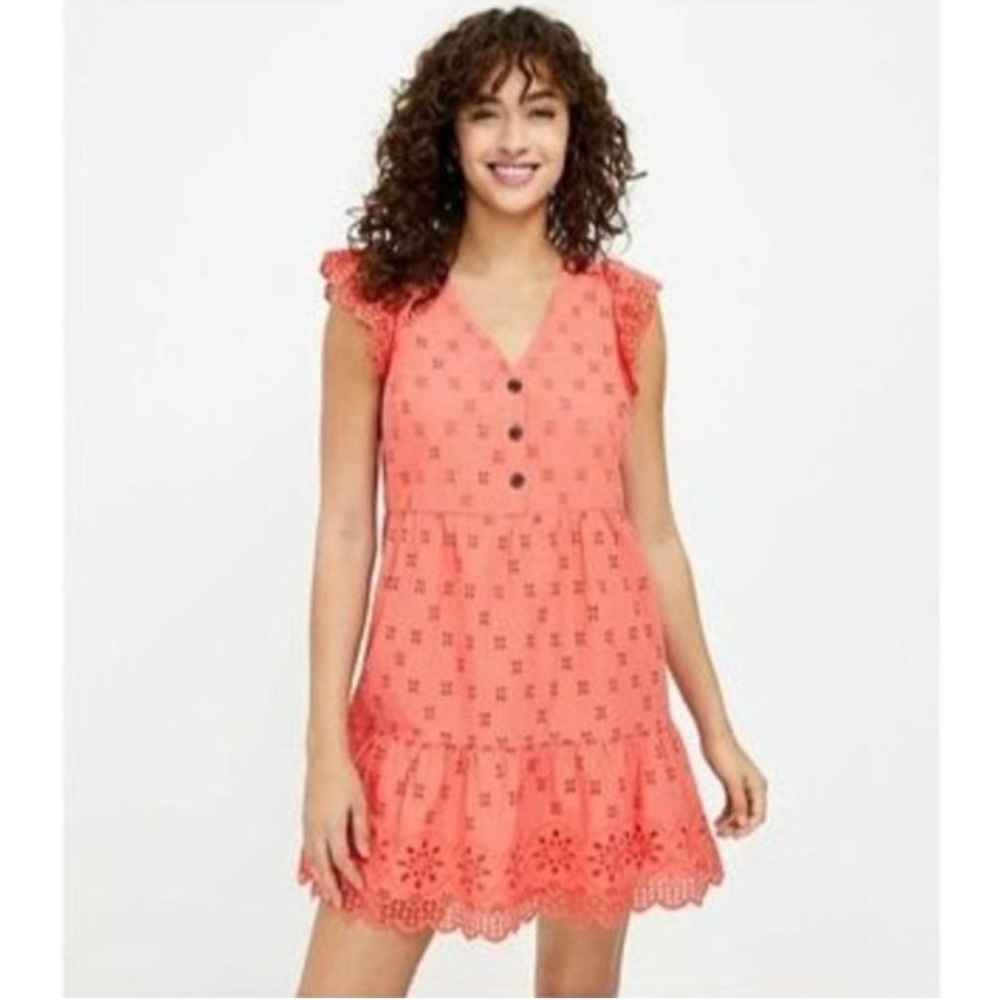 Loft 100% Cotton Eyelet Floral Dress